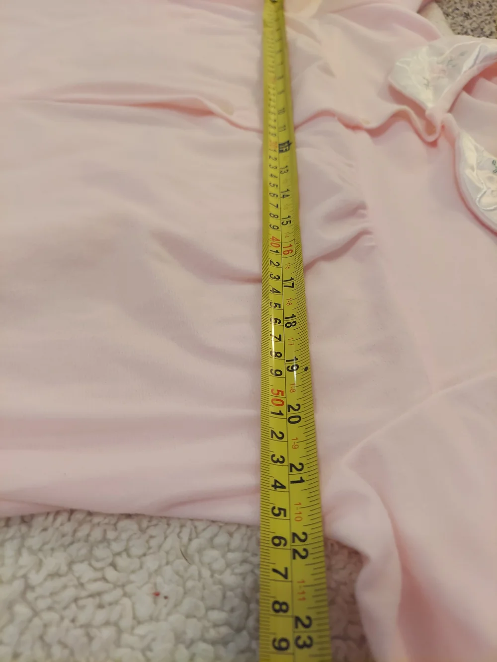 VTG Womens Merville Pink Long-Sleeve Nightgown Peter Pan Floral Collar Size L